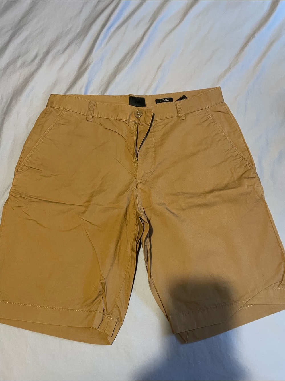 H&M Men's Khaki Cotton Flat-Front Shorts